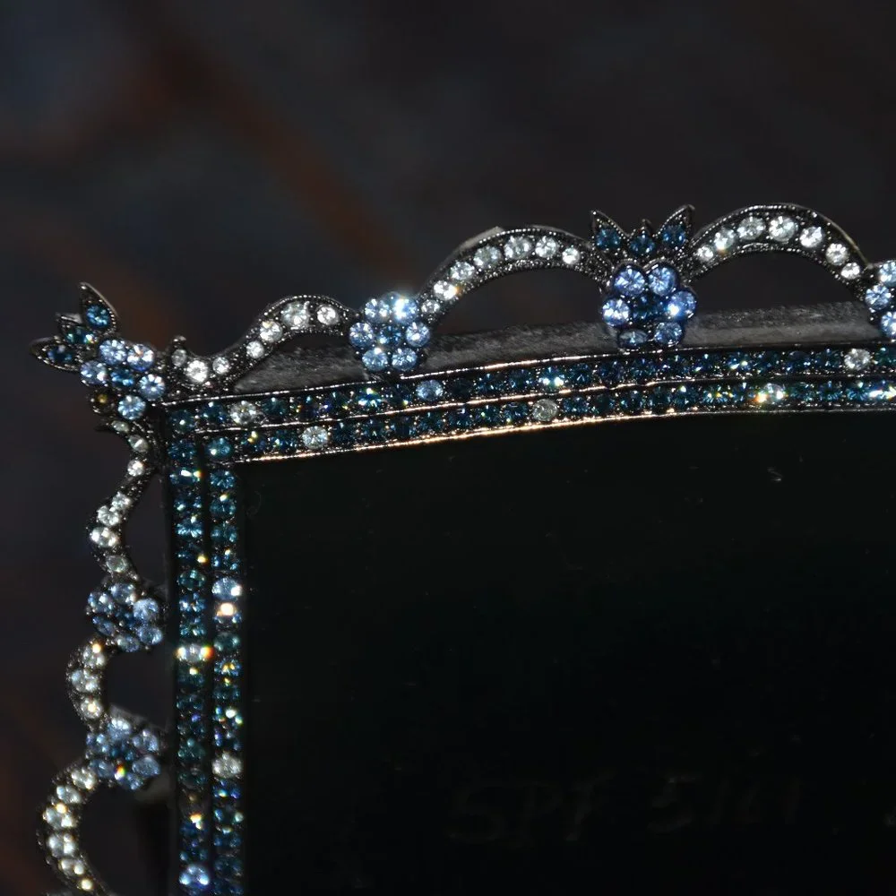 RARE JAY STRONGWATER BLUE ELIZABETH TIARA FLORAL FLOWER CRYSTAL ENAMEL FRAME